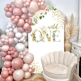 Aperturee - Wild One Gold Floral Birthday Double Arch Backdrop